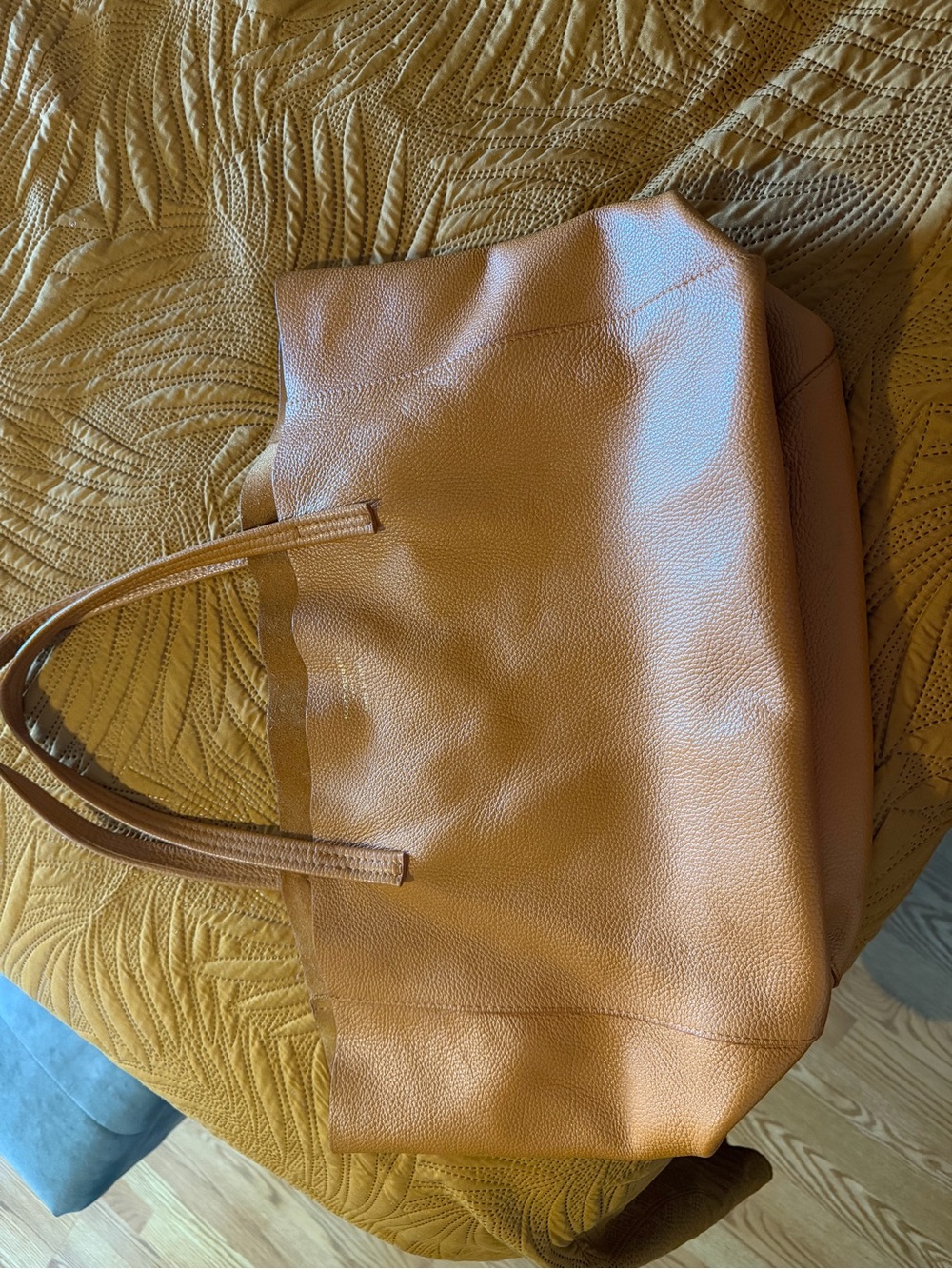 Kurt Geiger Cognac Leather Tote with Dual Handles